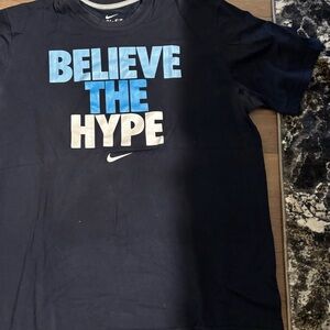 Nike Dri-FIT Navy Blue Graphic Tee with Light Blue Print
